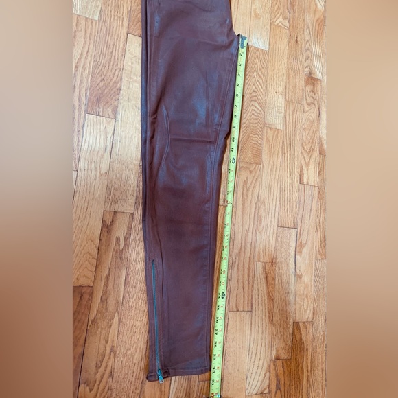 Paige Transcend Luxe Coated Denim Skinny Jeans Sz 25 with Zippered Ankle, Brown - Picture 4 of 9